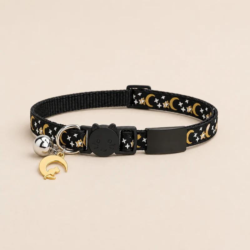 collier chat noir, plaque noire