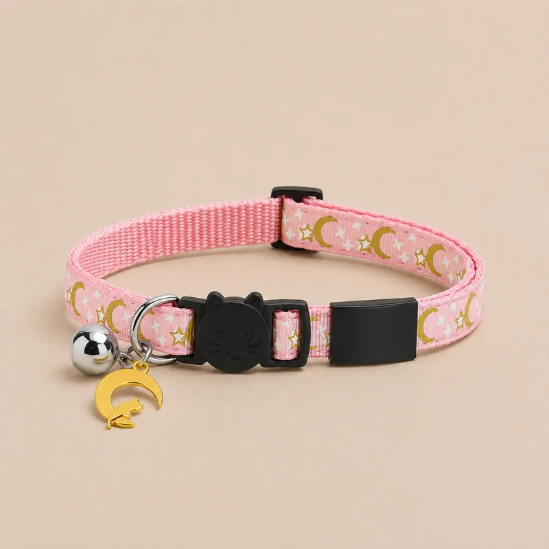 collier chat rose, plaque noire