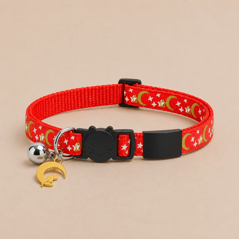 collier chat rouge, plaque noire
