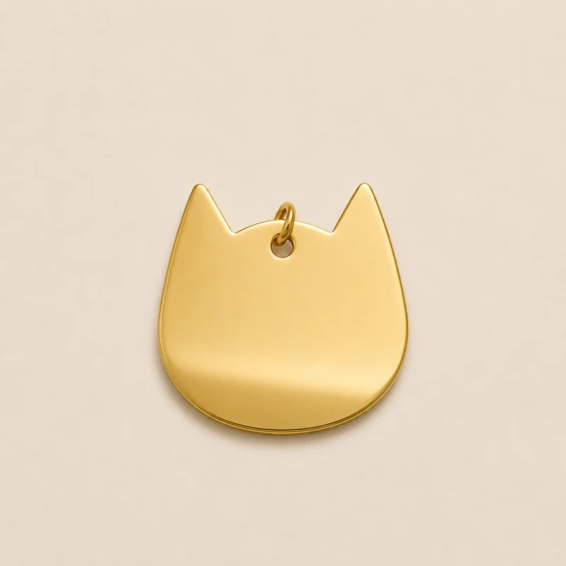 médaille tête de chat, finition dorée